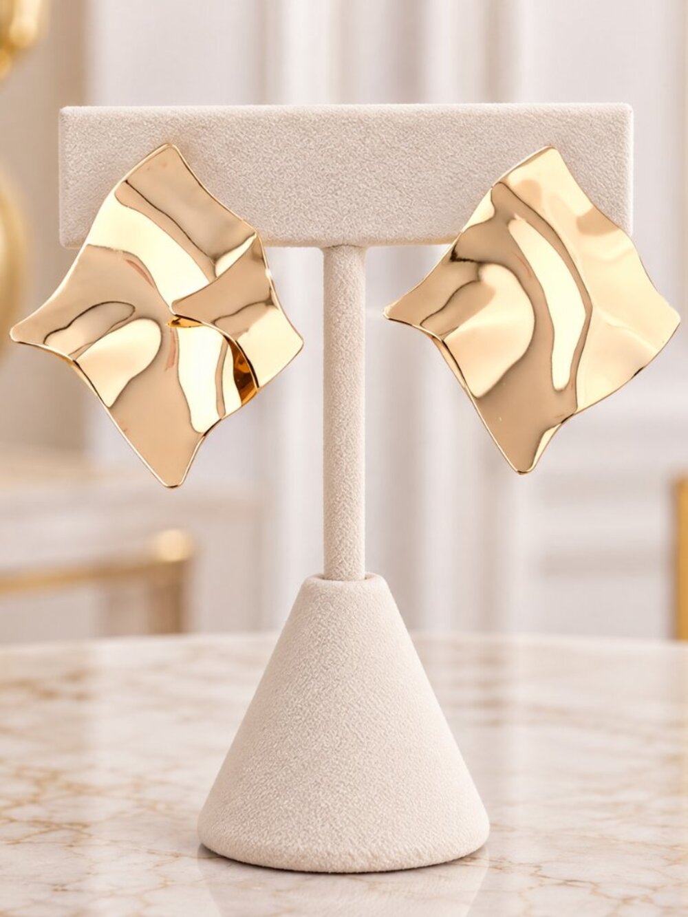 Gold Abstract Sculptural Statement Earrings | Modern Chic Jewelry